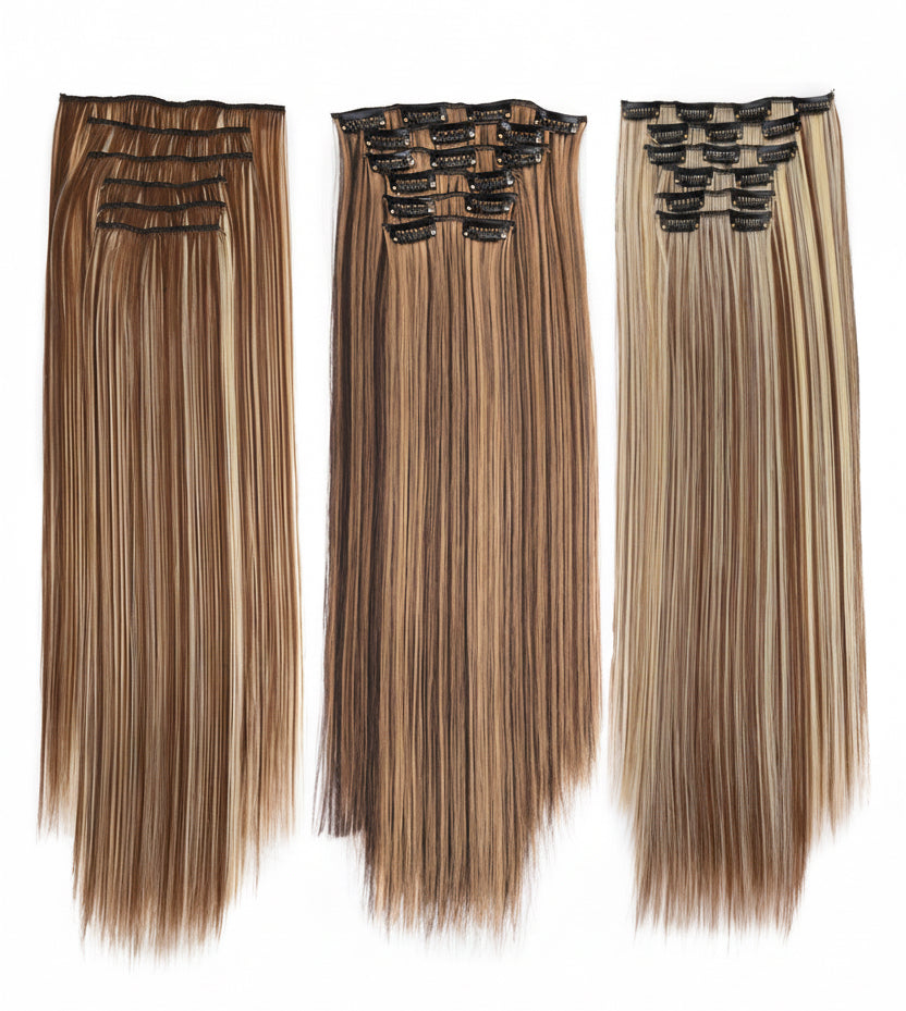 LUMEN 22" Seamless Clip In Hair Extensions | Real Human Hair 6-Piece Set | Viral TikTok Invisible Weft Drama & Volume
