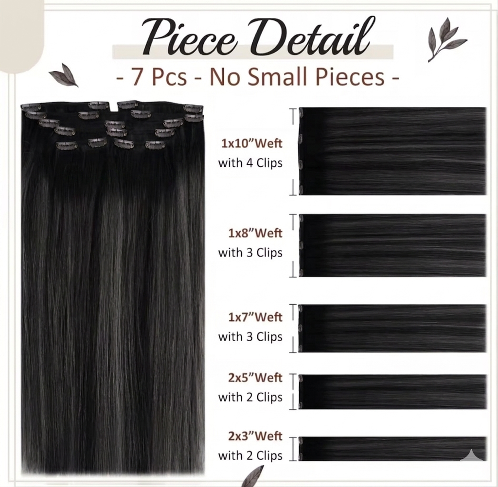 LUMÉN 22" Hybrid Weft Clip-Ins (#1 Jet Black) | 8pc Viral HairTok Transformation Set