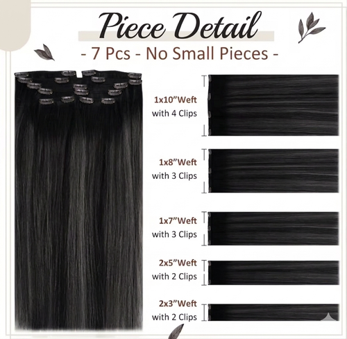 LUMÉN 22" Hybrid Weft Clip-Ins (#1 Jet Black) | 8pc Viral HairTok Transformation Set