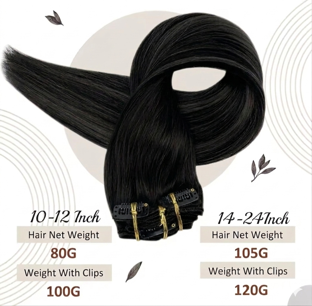 LUMÉN 22" Hybrid Weft Clip-Ins (#1 Jet Black) | 8pc Viral HairTok Transformation Set
