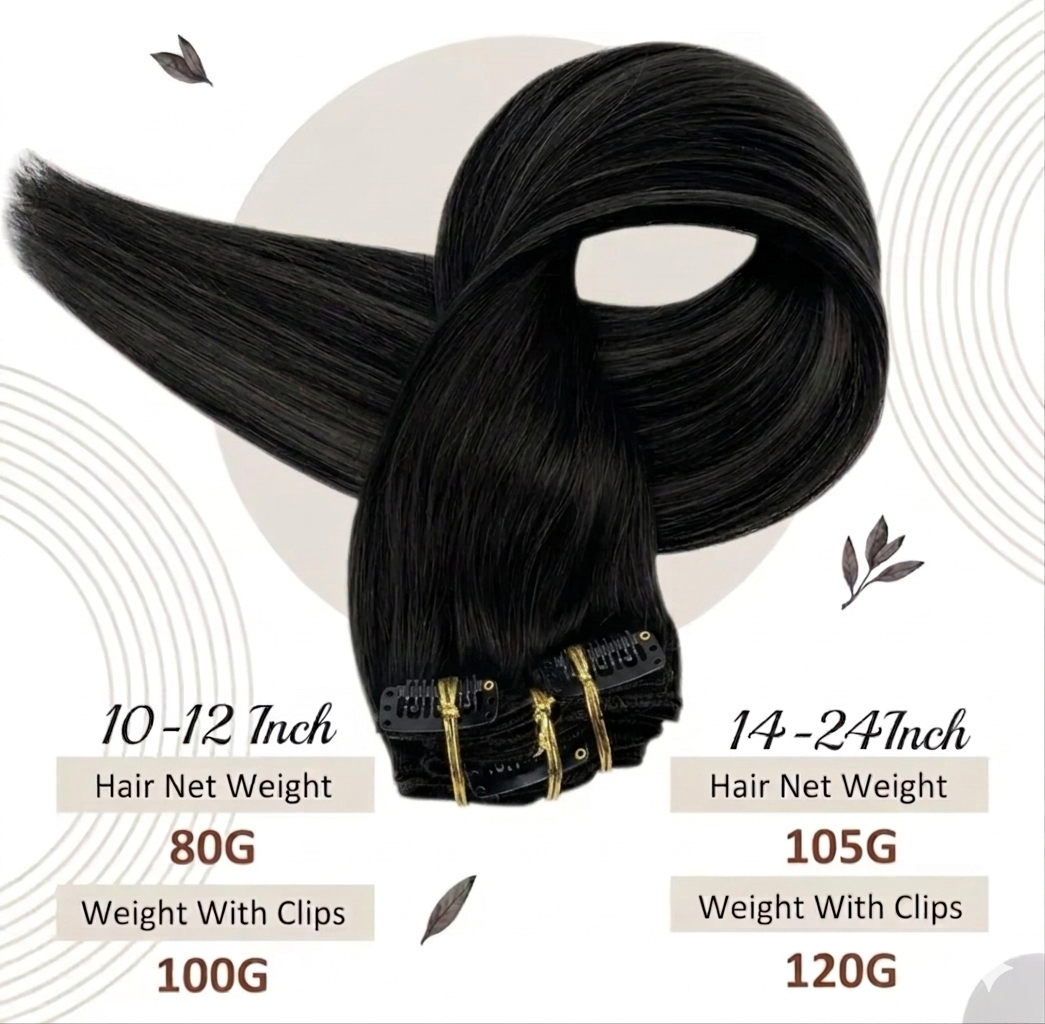 LUMÉN 22" Hybrid Weft Clip-Ins (#1 Jet Black) | 8pc Viral HairTok Transformation Set