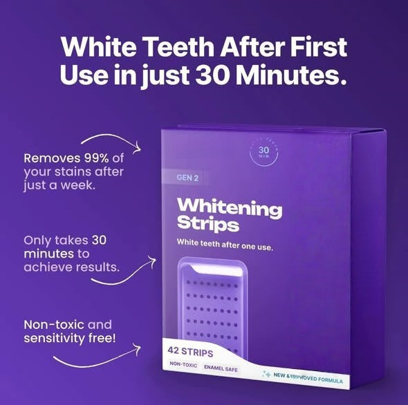 Purple Teeth Whitening Strips Freshen and Care for Teeth, Cleaning Teeth Stains