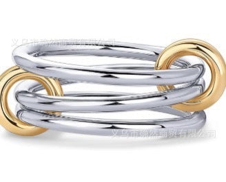 LUMNJWL |stainless steel ring interlocking full diamond zircon ring two-color multi-element