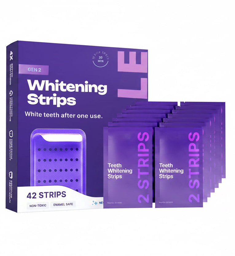 Purple Teeth Whitening Strips Freshen and Care for Teeth, Cleaning Teeth Stains