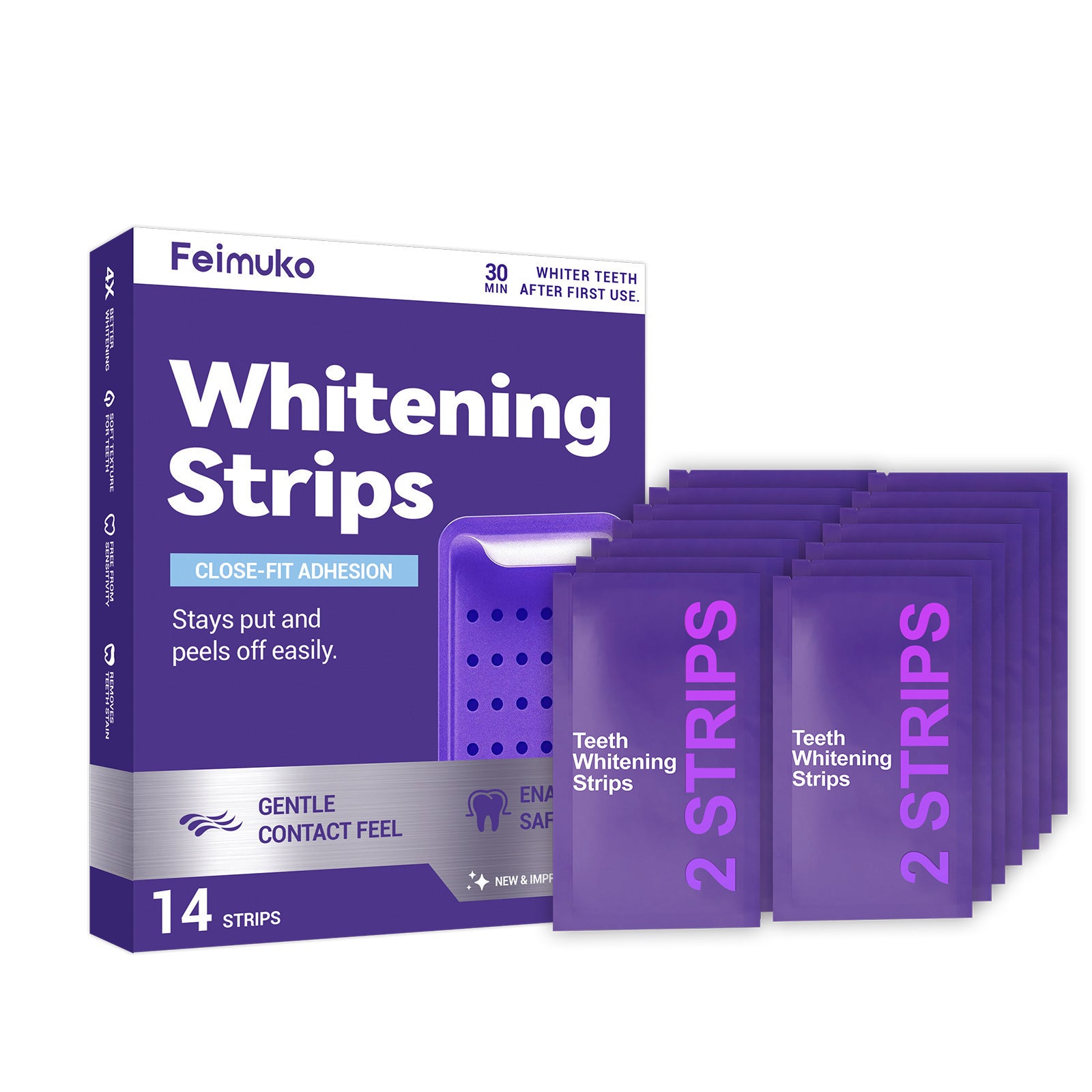 Purple Teeth Whitening Strips Freshen and Care for Teeth, Cleaning Teeth Stains