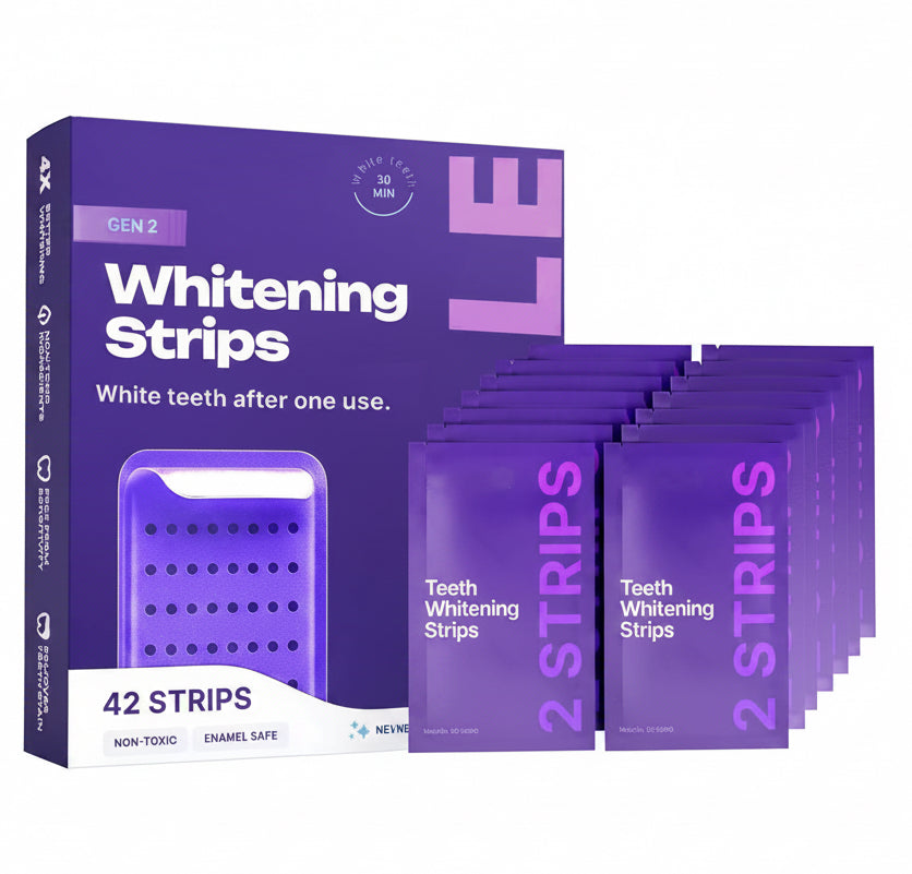 Purple Teeth Whitening Strips Freshen and Care for Teeth, Cleaning Teeth Stains