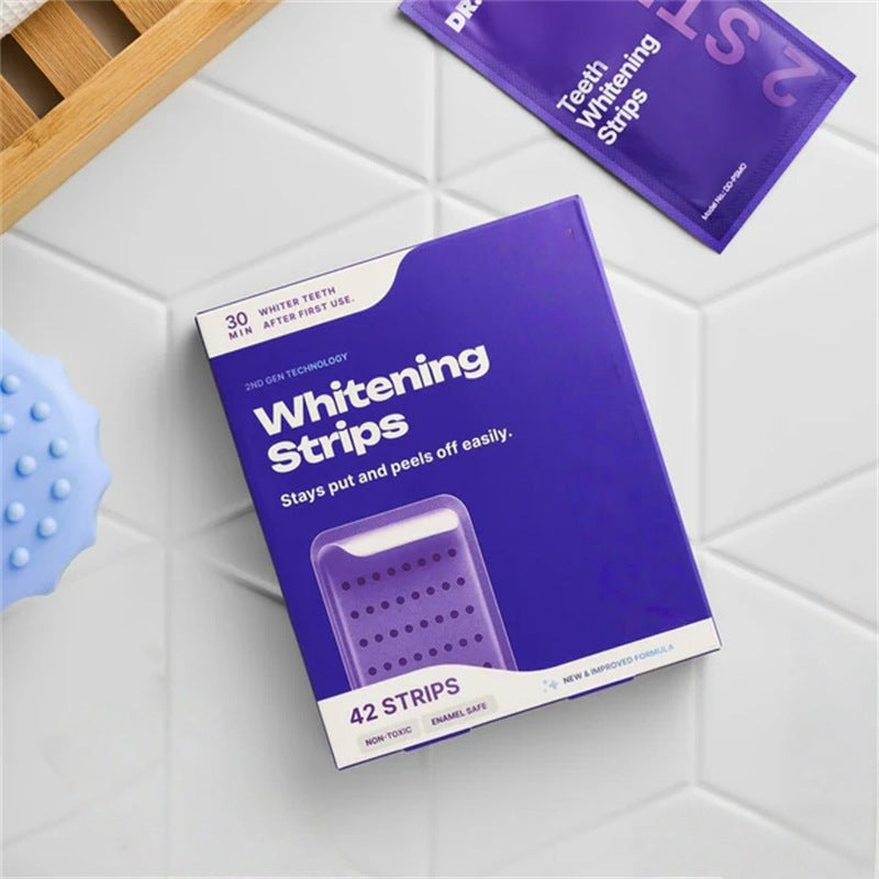 Purple Teeth Whitening Strips Freshen and Care for Teeth, Cleaning Teeth Stains