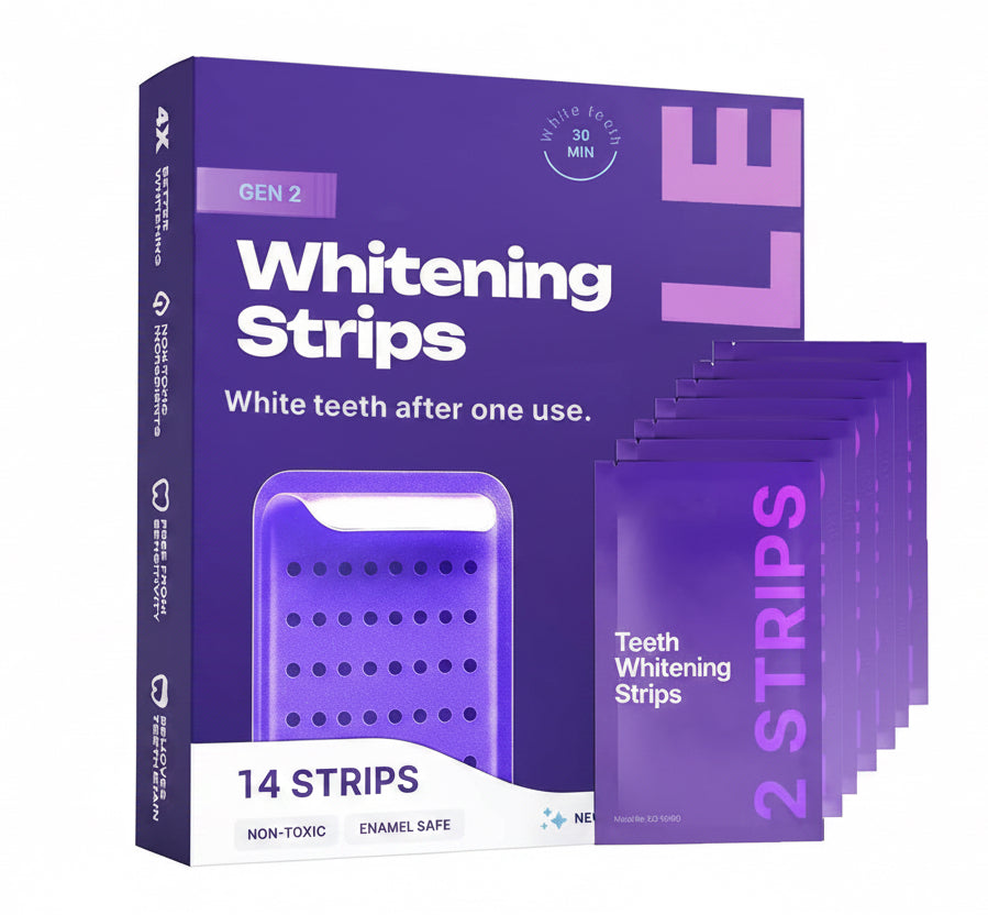 Purple Teeth Whitening Strips Freshen and Care for Teeth, Cleaning Teeth Stains